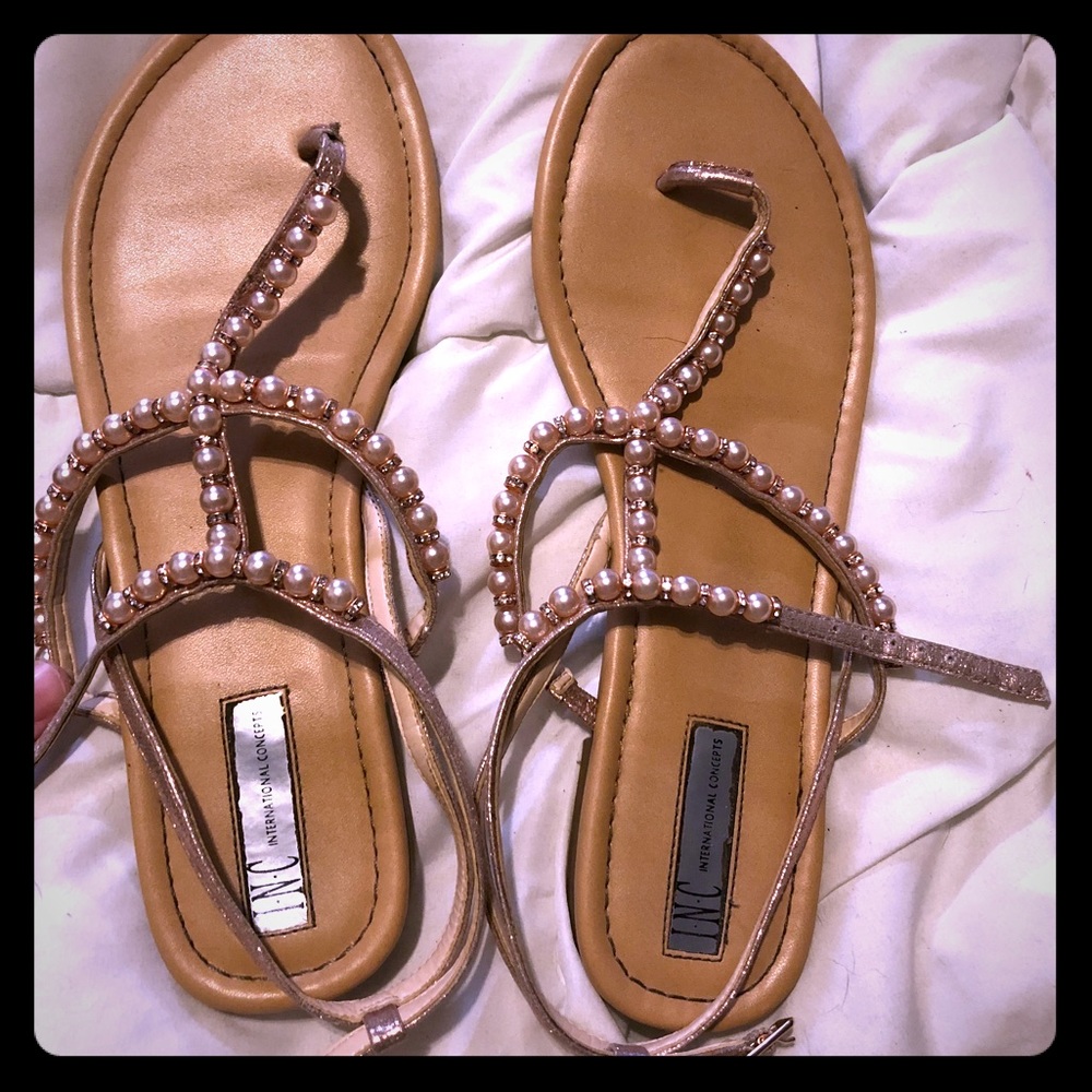 INC size 10 sandals with pearl details